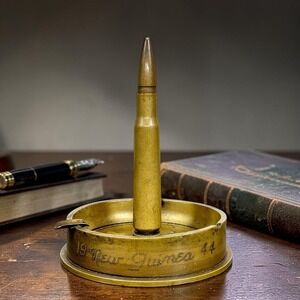 Handmade Trench Art Ashtray Brass Good 1944 New Guinea WWII Shell Casing